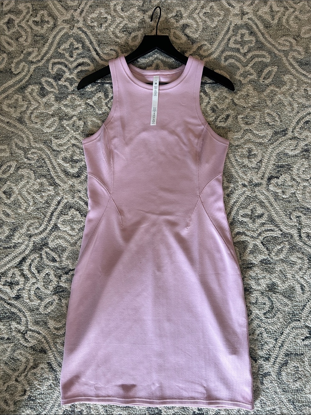 Lululemon Ribbed Softstreme Slim-Fit Tank Dress, Pink Peony, Sz 8, EUC